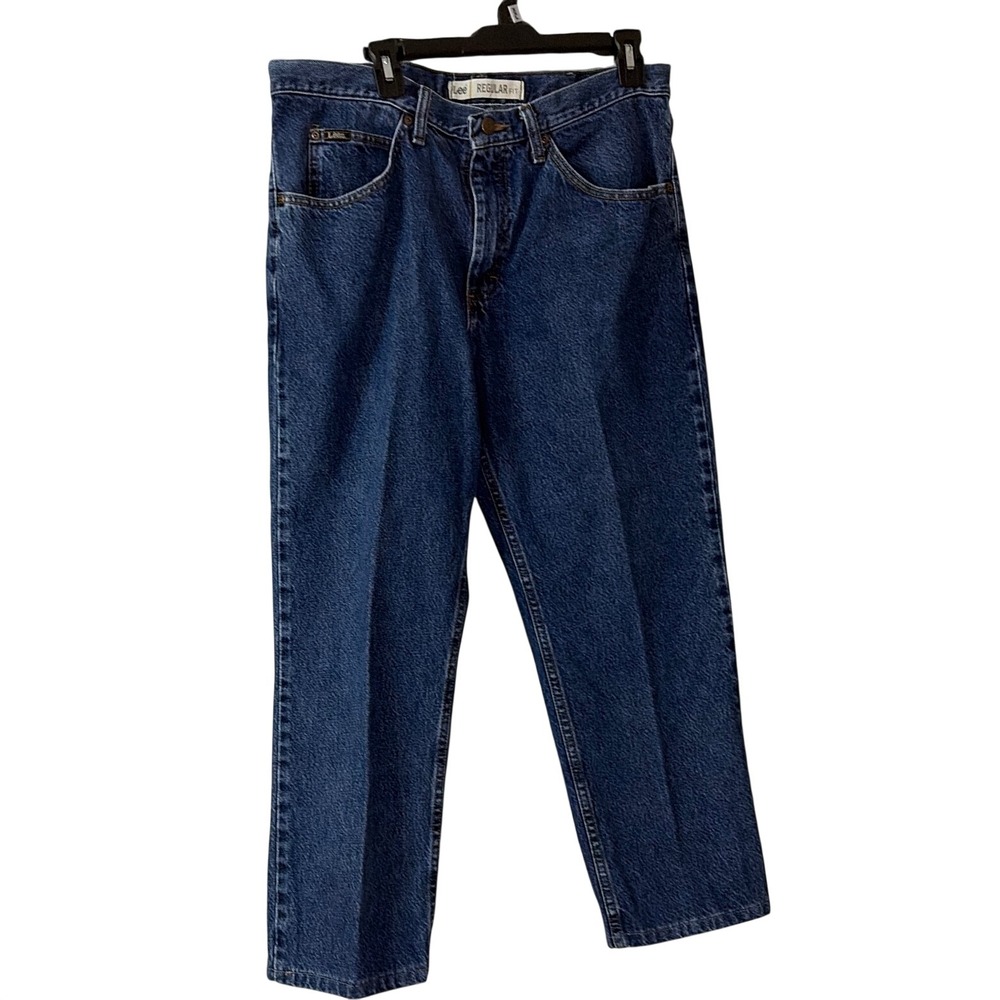 Lee Regular Fit Mens Jeans 36x29 Dark Wash Straight Leg Denim 2008940 Indigo